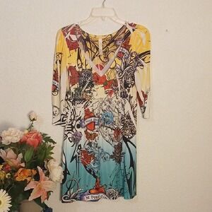 S-Twelve Yellow and Black Graphic Dress